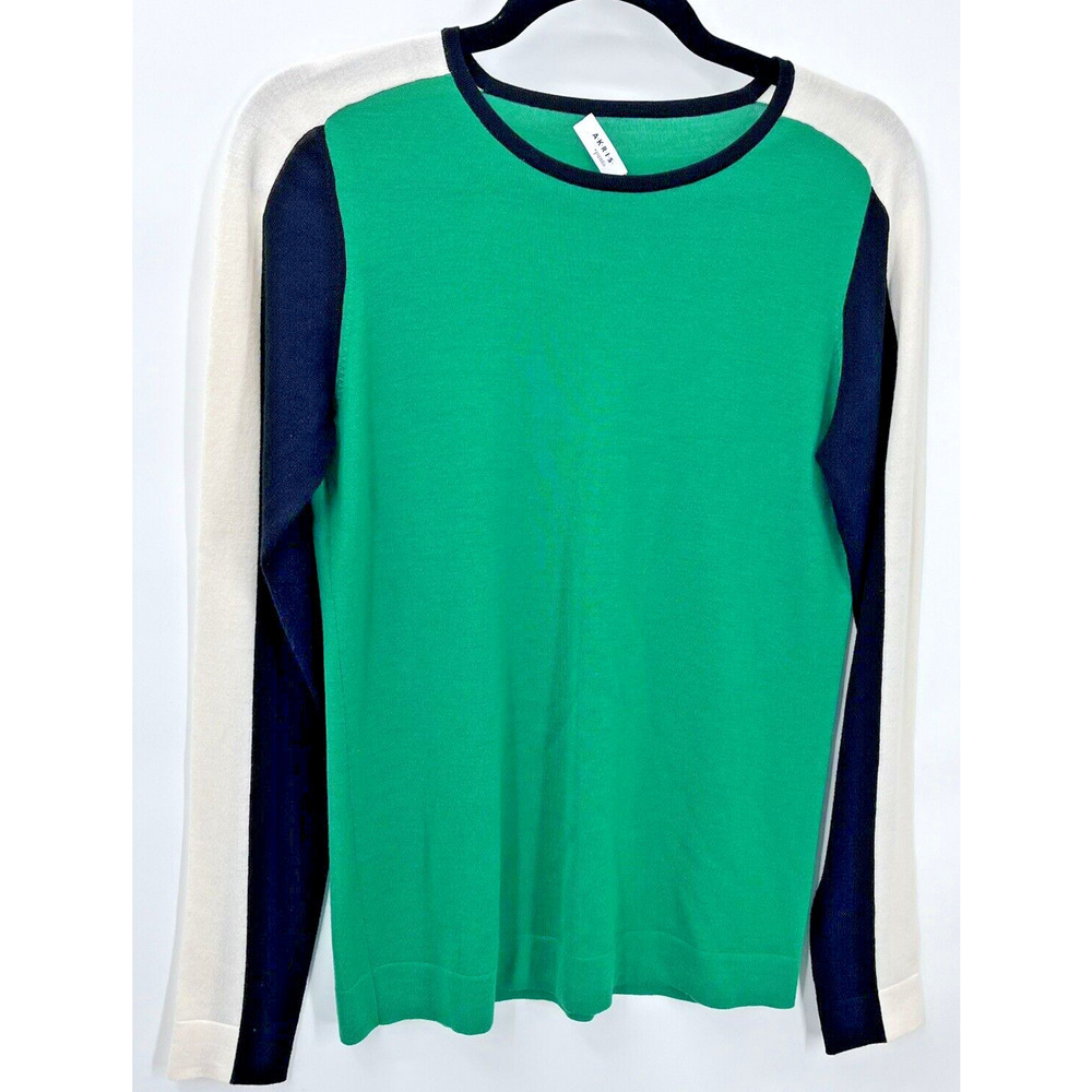 Akris Punto Green and Navy Sweater